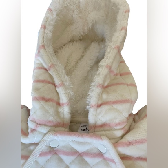Nordstrom Hooded Baby Bunting Quilted Bear Onesie 3 months - Picture 2 of 12